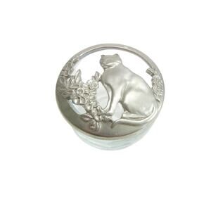 Seagull Pewter Pot Potpourri Bowl & Lid Cat With Flowers Design Canada 1988